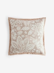 Pink/Natural Country Luxe Floral Print Woodblock Cushion - Image 3 of 5