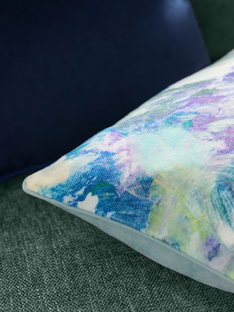 Blurred Abstract Printed Velvet 50 x 30cm Cushion - Imagen 2 de 5