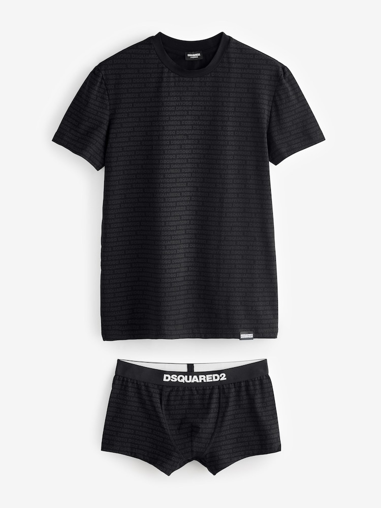 DSquared2 Black Underwear Logo Print T-Shirt And Boxers Gift Set - Image 1 of 1