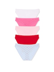 Victoria's Secret White/Pink/Red/Blue Bikini 5 Pack Knickers - Image 1 of 3