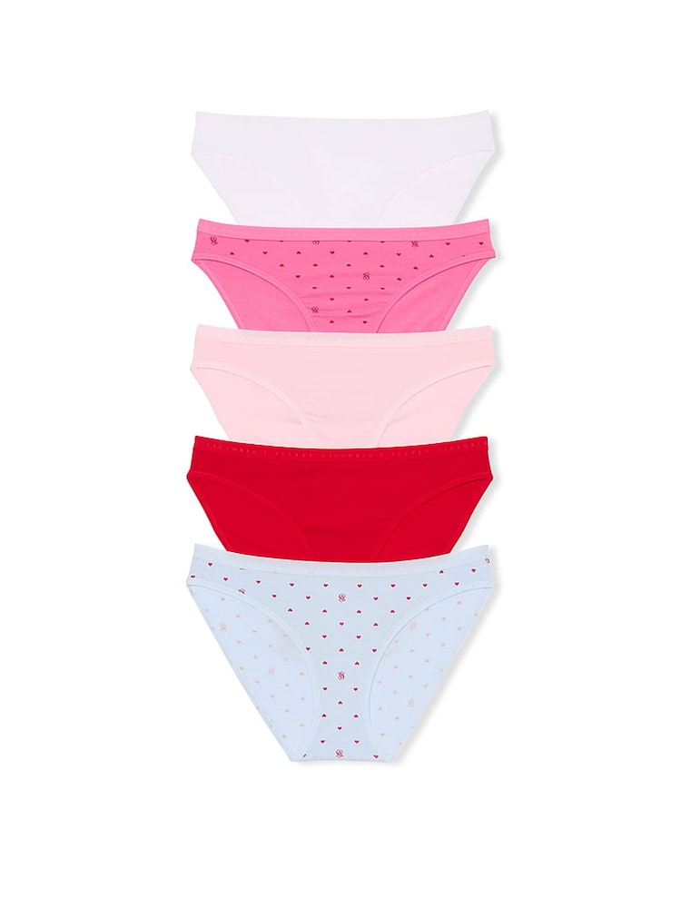 Victoria's Secret White/Pink/Red/Blue Bikini 5 Pack Knickers - Image 1 of 3
