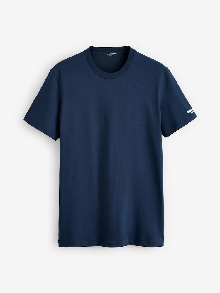 DSquared2 Navy Underwear Short Sleeve Logo T-Shirts 3 Pack - Image 4 of 4 DSquared2 Navy Underwear Short Sleeve Logo T-Shirts 3 Pack - Image 4 of 4
