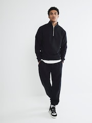 River Island Black Regular Fit Essential Funnel 100% Cotton Joggers Pack - Image 2 of 6