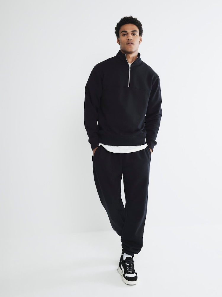 River Island Black Regular Fit Essential Funnel 100% Cotton Joggers Pack - Image 2 of 6