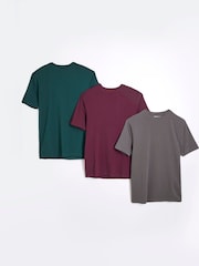 River Island Grey Muscle Fit T-Shirts 3 Pack - Image 1 of 6