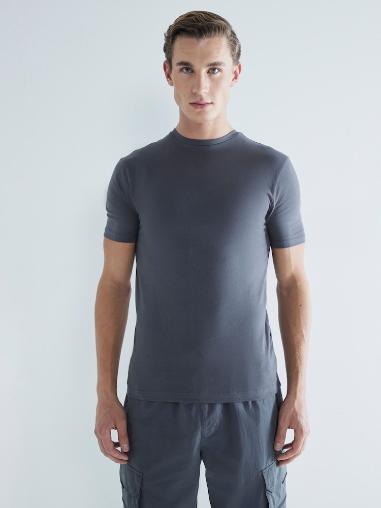 River Island Grey Muscle Fit T-Shirts 3 Pack - Image 2 of 6