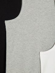 River Island Grey Marl Mixed Muscle fit Ribbed Vests 3 Pack - Image 5 of 5