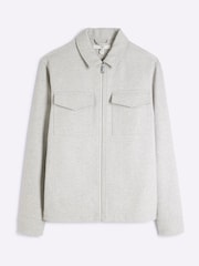 River Island Grey Plain Zipper Overshirt - Image 5 of 6