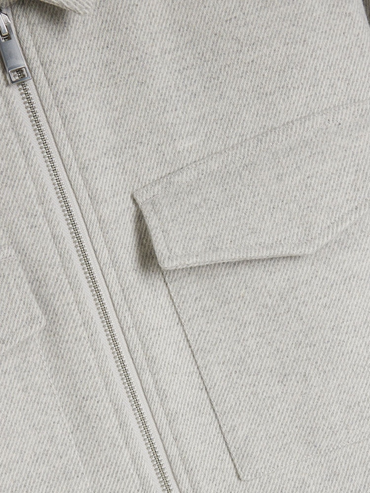 River Island Grey Plain Zipper Overshirt - Image 6 of 6