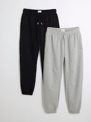 River Island Black Regular Fit Essential 100% Cotton Joggers - Image 1 of 6