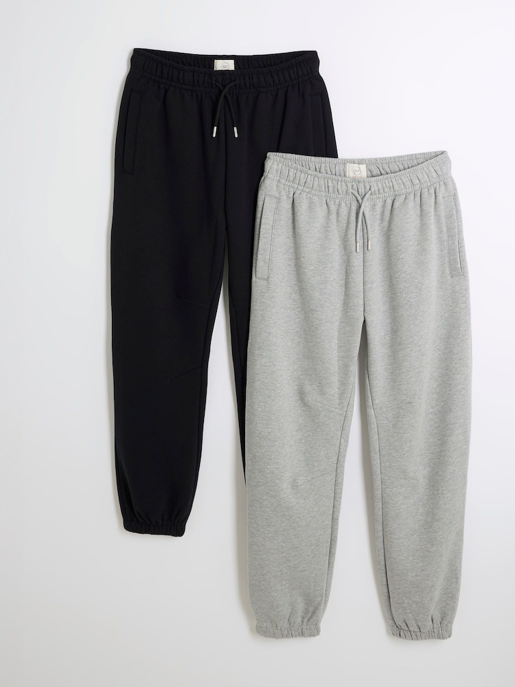River Island Black Regular Fit Essential 100% Cotton Joggers - Image 1 of 6