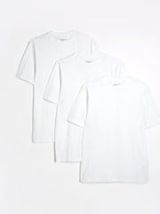 River Island White Regular Fit T-Shirts 3 Pack - Image 1 of 6