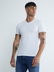 River Island Blue Muscle Fit V-Neck T-Shirts 3 Pack - Image 2 of 6
