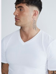 River Island Blue Muscle Fit V-Neck T-Shirts 3 Pack - Image 5 of 6