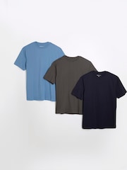 River Island Blue Slim Fit T-Shirts 3 Pack - Image 1 of 6