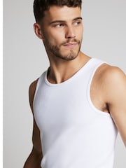 River Island White Muscle fit Ribbed vests 2 pack - Image 4 of 5