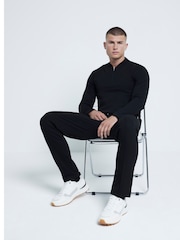 River Island Black Slim Fit Square Neck Pique 100% Cotton Polo Shirt - Image 3 of 6