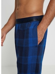 River Island Blue Woven Check Pyjamas 100% Cotton Trousers - Image 2 of 4