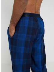 River Island Blue Woven Check Pyjamas 100% Cotton Trousers - Image 3 of 4