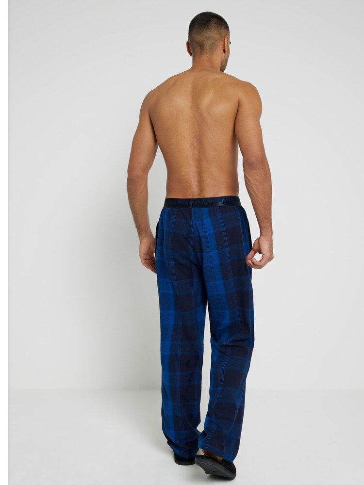River Island Blue Woven Check Pyjamas 100% Cotton Trousers - Image 4 of 4