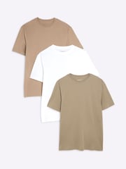 River Island Green Slim Fit T-Shirts 3 Pack - Image 1 of 6