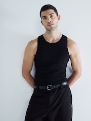 River Island Black Muscle fit Ribbed vests 2 pack - Image 2 of 5