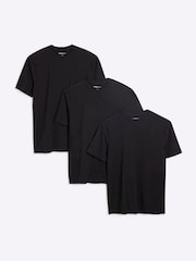 River Island Black Slim Fit T-Shirts 3 Pack - Image 1 of 5