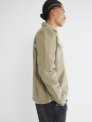 River Island Green Twill Snap 100% Cotton Overshirt - Image 2 of 5