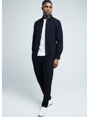 River Island Black Slim Fit Waffle 100% Cotton Shirt - Image 1 of 7