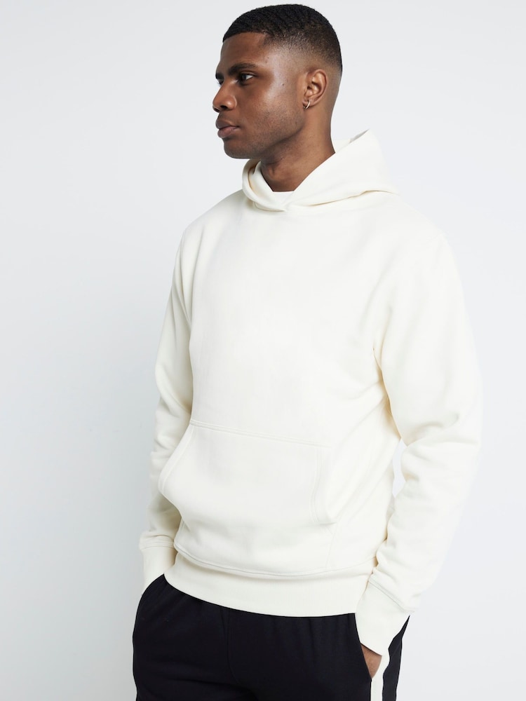 Cream - River Island Mânecă lungă Esențiale Hanorac cu glugă - Image 1 of 6