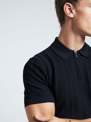 River Island Black Herringbone Muscle Fit Polo Shirt - Image 3 of 6