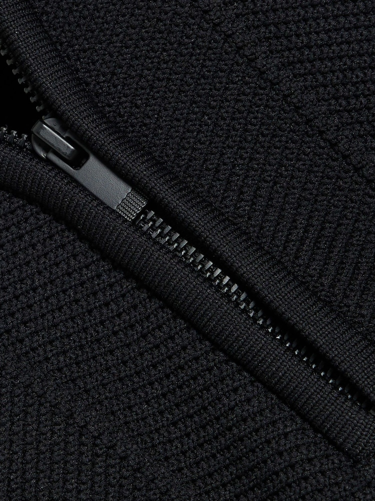 River Island Black Herringbone Muscle Fit Polo Shirt - Image 6 of 6