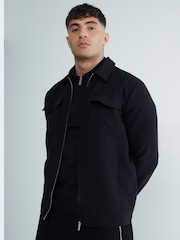 River Island Black Ponti 100% Cotton Shacket - Image 1 of 6
