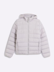 Серый - Стеганая куртка с капюшоном и пуховиком River Island - Изображение 5 из 6