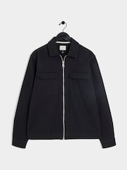 River Island Black Twill Zipper 100% Cotton Overshirt - Image 5 of 6