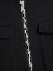 River Island Black Twill Zipper 100% Cotton Overshirt - Image 6 of 6