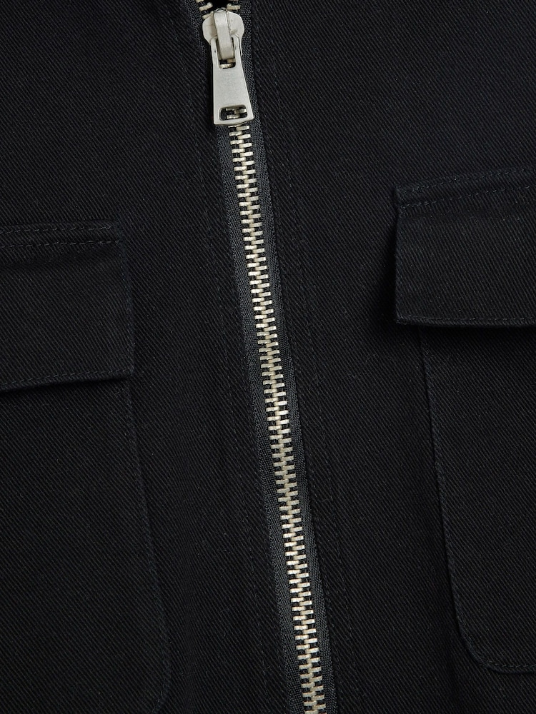 River Island Black Twill Zipper 100% Cotton Overshirt - Image 6 of 6 River Island Black Twill Zipper 100% Cotton Overshirt - Image 6 of 6