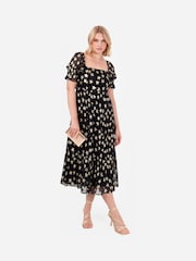 Lovedrobe Star Detail Puff Sleeve Midi Black Dress - Image 5 of 6