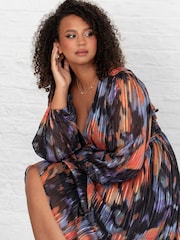 Lovedrobe Blue Elasticated Waist V-Neck Mini Dress - Image 6 of 6