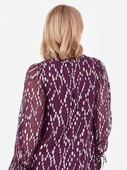 Lovedrobe Purple Metallic Dobby Frill Neck Swing Dress - Image 6 of 6