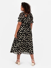 Lovedrobe Star Detail Puff Sleeve Midi Black Dress - Изображение 2 из 6