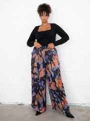Lovedrobe Blue Wide Leg Printed Trousers - Image 1 of 6