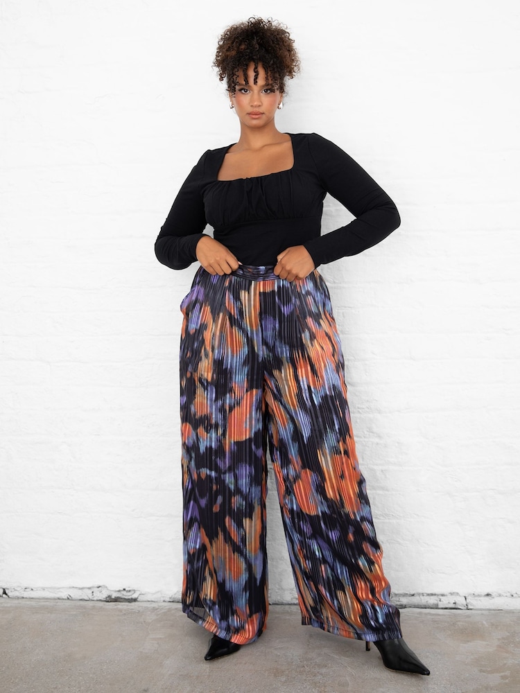 Lovedrobe Blue Wide Leg Printed Trousers - Image 1 of 6