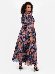 Lovedrobe Blue Wrap Front Tie Back Midaxi Dress - Image 2 of 5