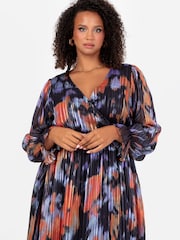 Lovedrobe Blue Wrap Front Tie Back Midaxi Dress - Image 3 of 5