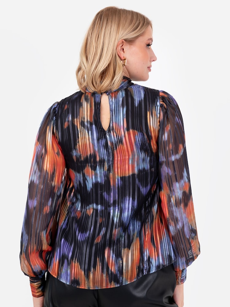 Lovedrobe Blue Twist Neck Long Sleeve Blouse - Image 2 of 4