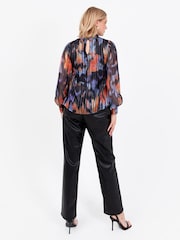 Lovedrobe Blue Twist Neck Long Sleeve Blouse - Image 4 of 4