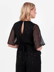 Lovedrobe Clip-Spot Black Jumpsuit With Waist Tie - Image 4 of 6