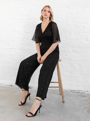 Lovedrobe Clip-Spot Black Jumpsuit With Waist Tie - Image 5 of 6