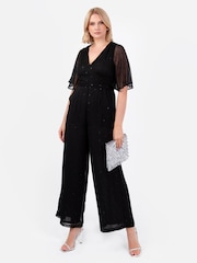 Lovedrobe Clip-Spot Black Jumpsuit With Waist Tie - Image 6 of 6